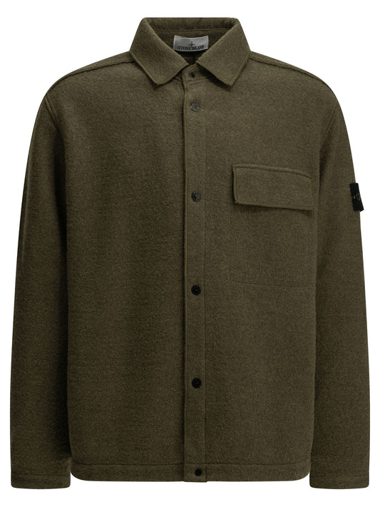 Stone Island "Micro Bouclé" Overshirt Jacket - Green