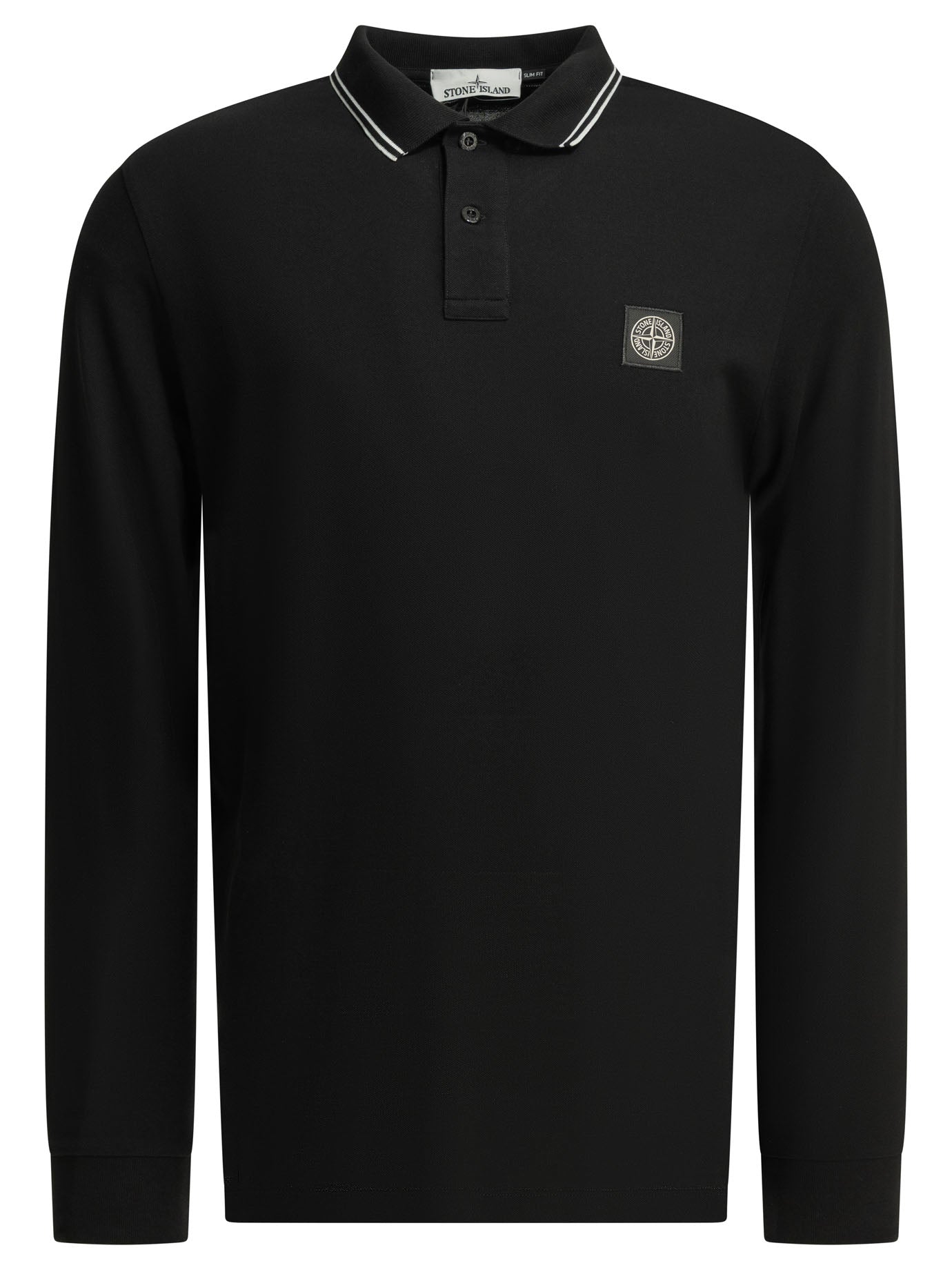 Stone Island Button-down polo shirt with logo - Black