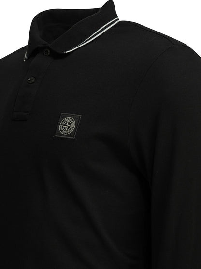Stone Island Button-down polo shirt with logo - Black