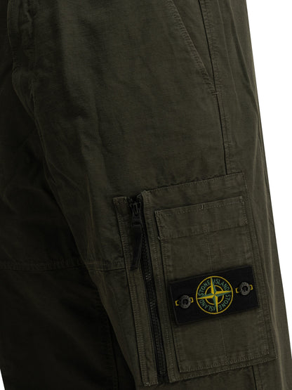 Stone Island "Organic Cotton Ripstop" Cargo Pants - Green