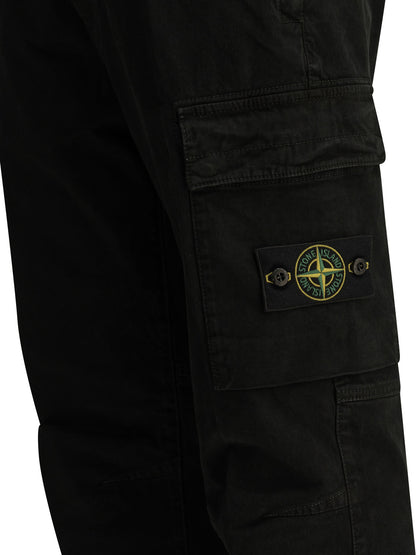 Stone Island "Stretch Organic Broken Twill" Cargo Pants - Black