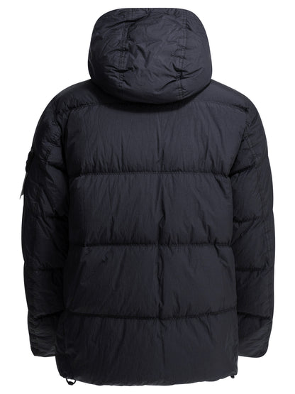 Stone Island "Crinkle Reps NY" Short Down Jacket - Blue