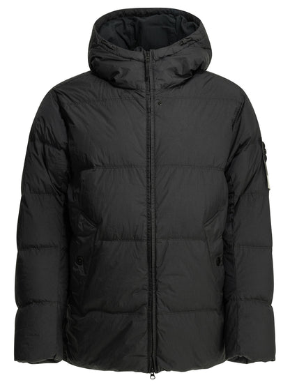Stone Island "Crinkle Reps NY" Short Down Jacket - Black