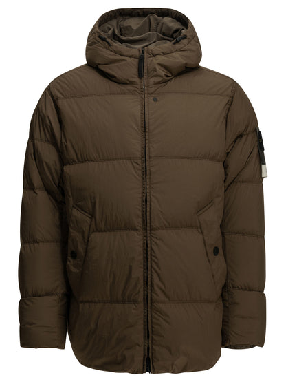 Stone Island "Crinkle Reps NY" Short Down Jacket - Brown