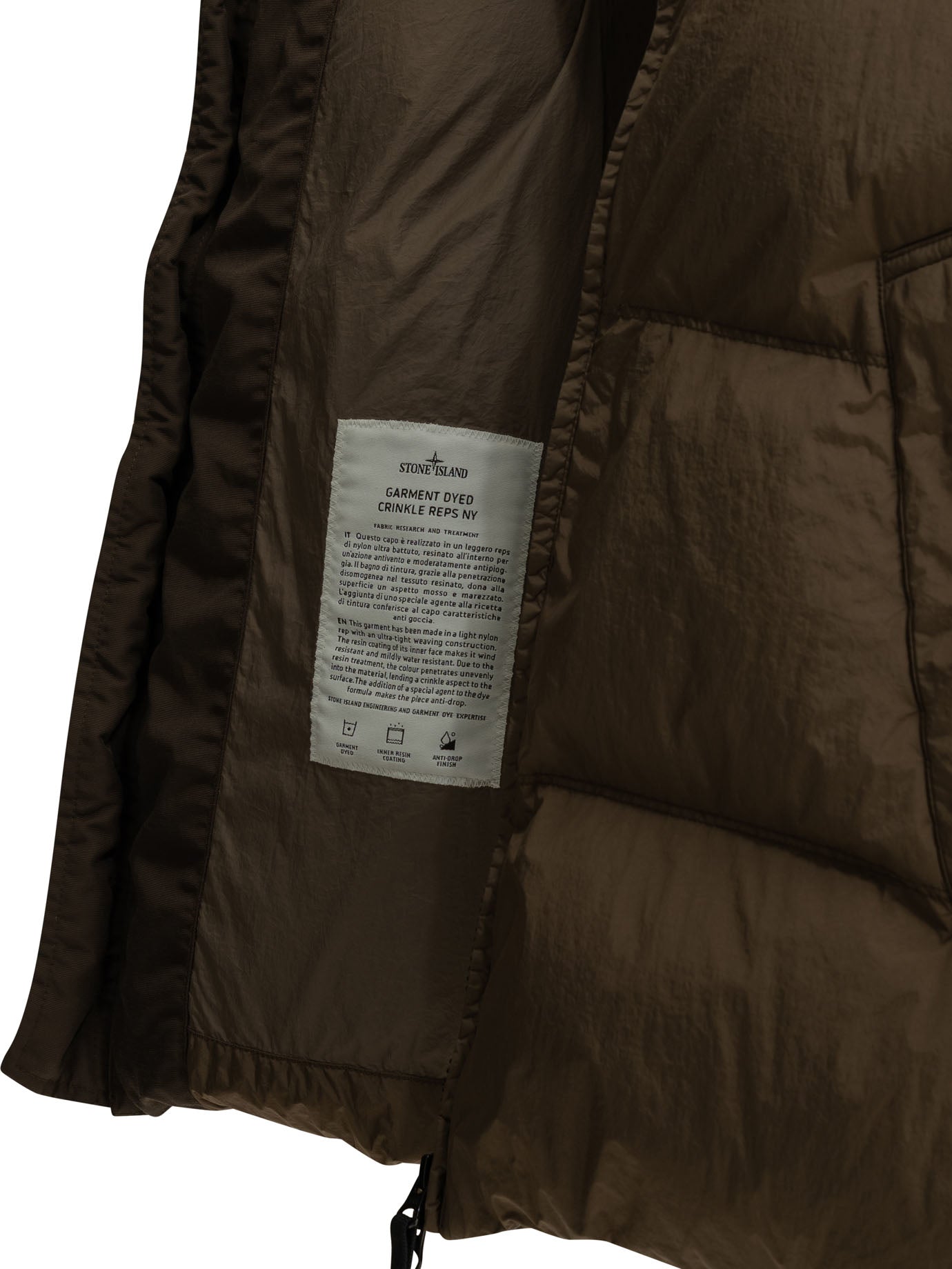 Stone Island "Crinkle Reps NY" Short Down Jacket - Brown