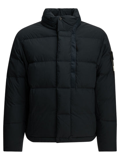 Stone Island Short down jacket with logo - Blue