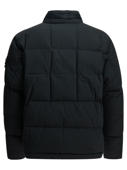 Stone Island Short down jacket with logo - Blue
