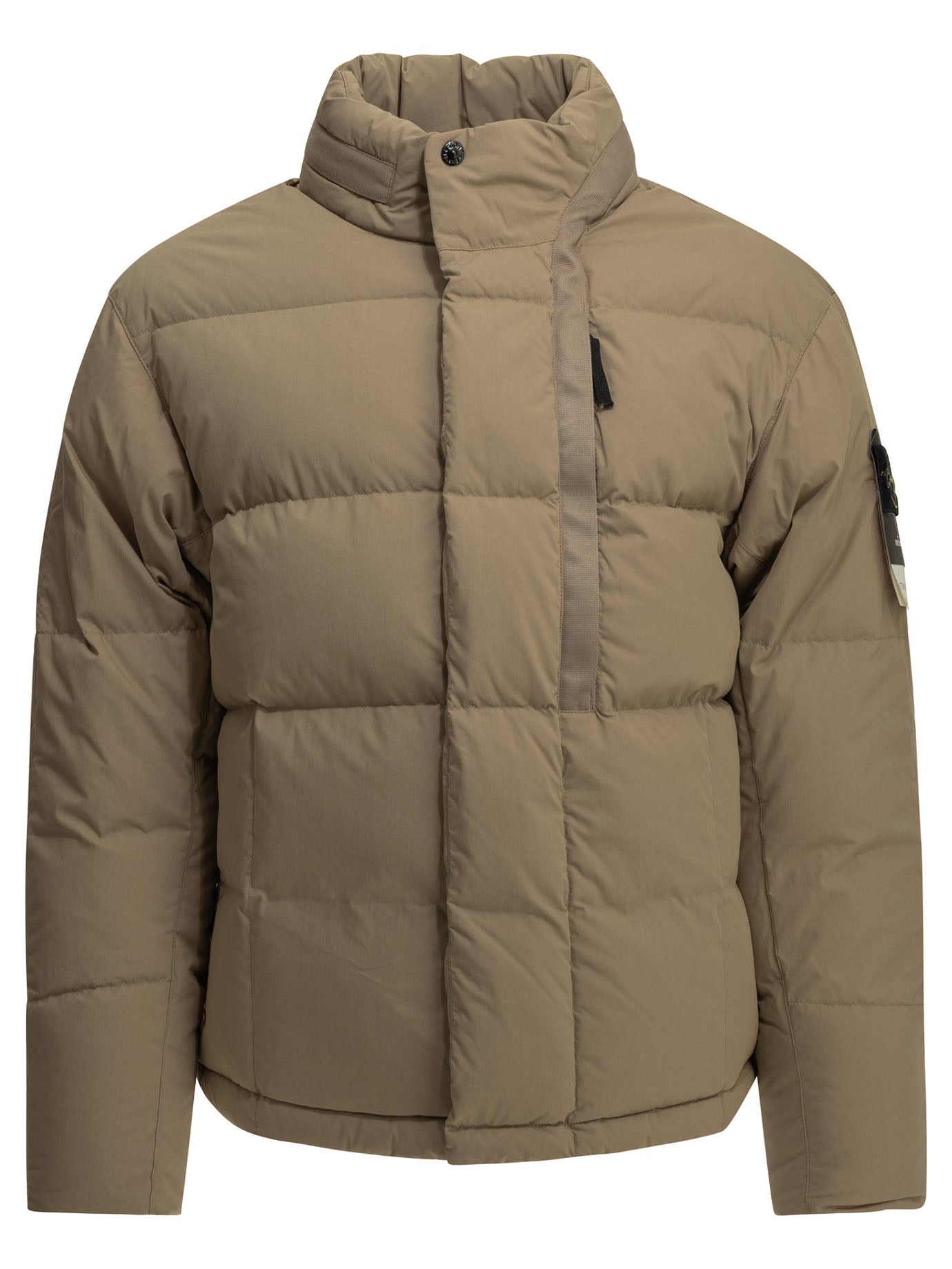 Stone Island Short down jacket with logo - Beige