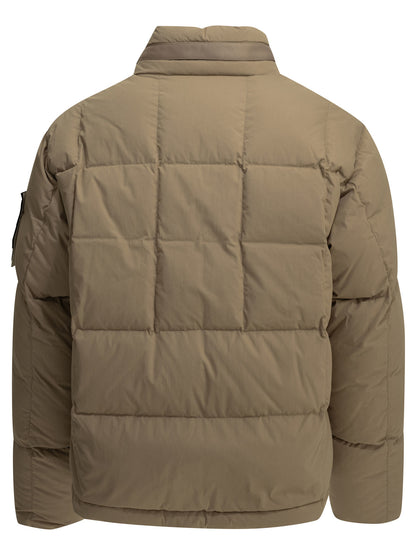 Stone Island Short down jacket with logo - Beige