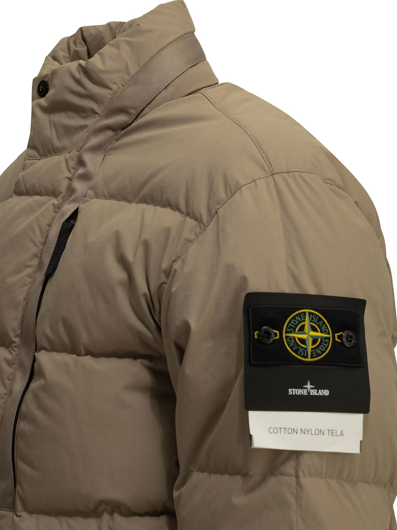 Stone Island Short down jacket with logo - Beige