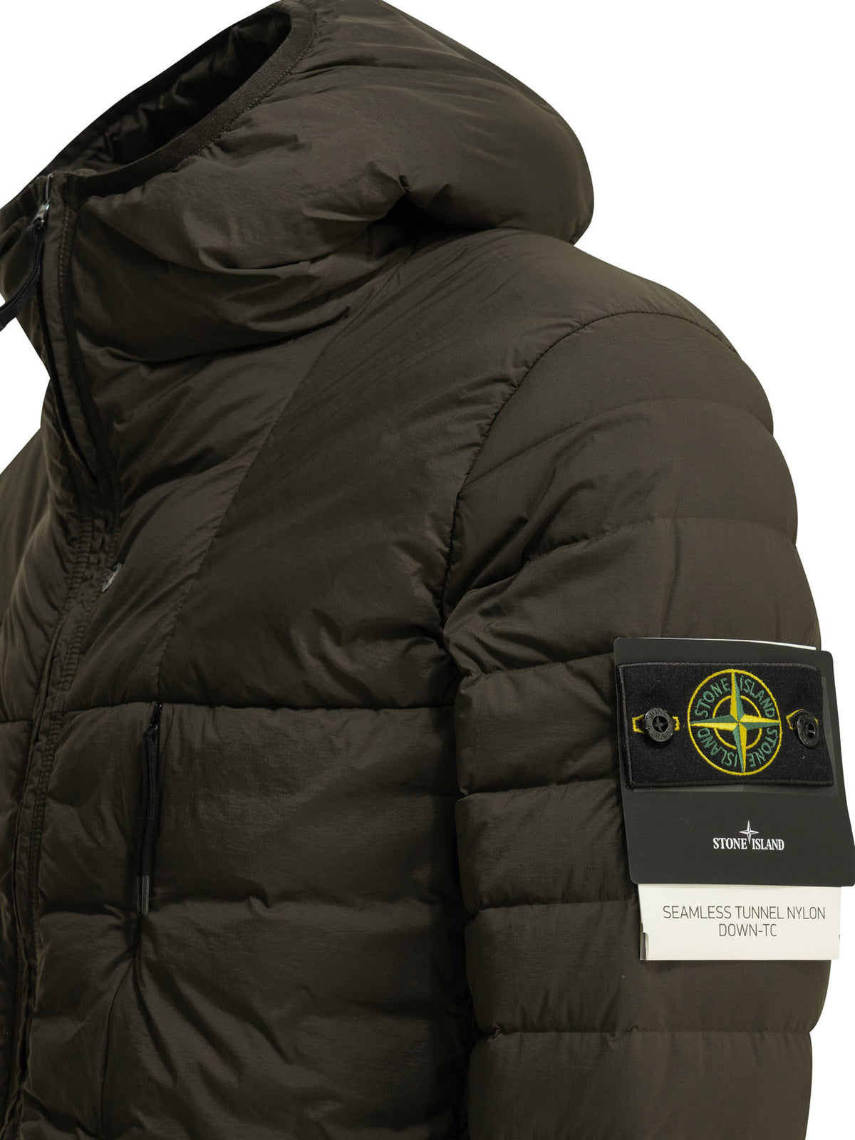 Stone Island "Seamless Tunnel Nylon Down" Short Down Jacket - Green