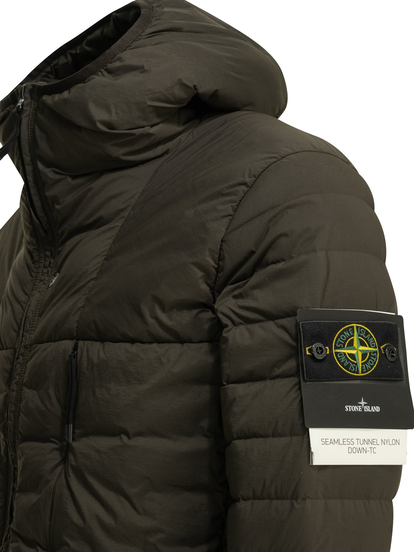 Stone Island "Seamless Tunnel Nylon Down" Short Down Jacket - Green
