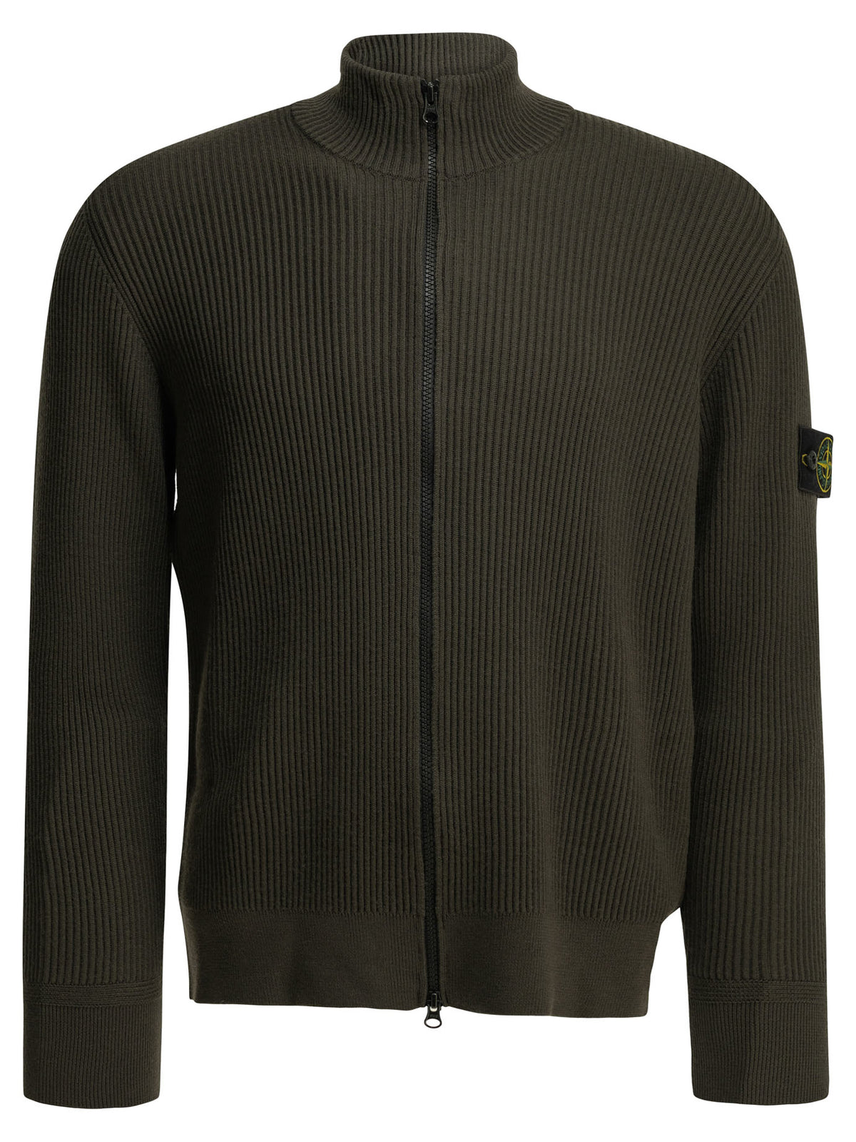 Stone Island "Full Rib" Zip-Up Sweater - Grey