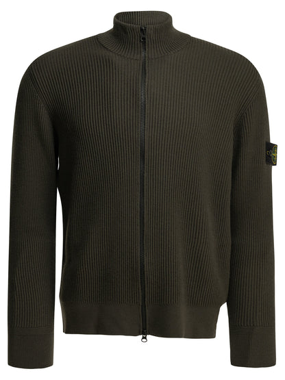 Stone Island "Full Rib" Zip-Up Sweater - Grey