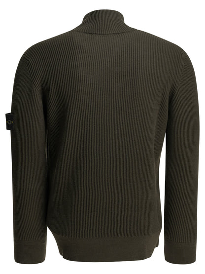Stone Island "Full Rib" Zip-Up Sweater - Grey