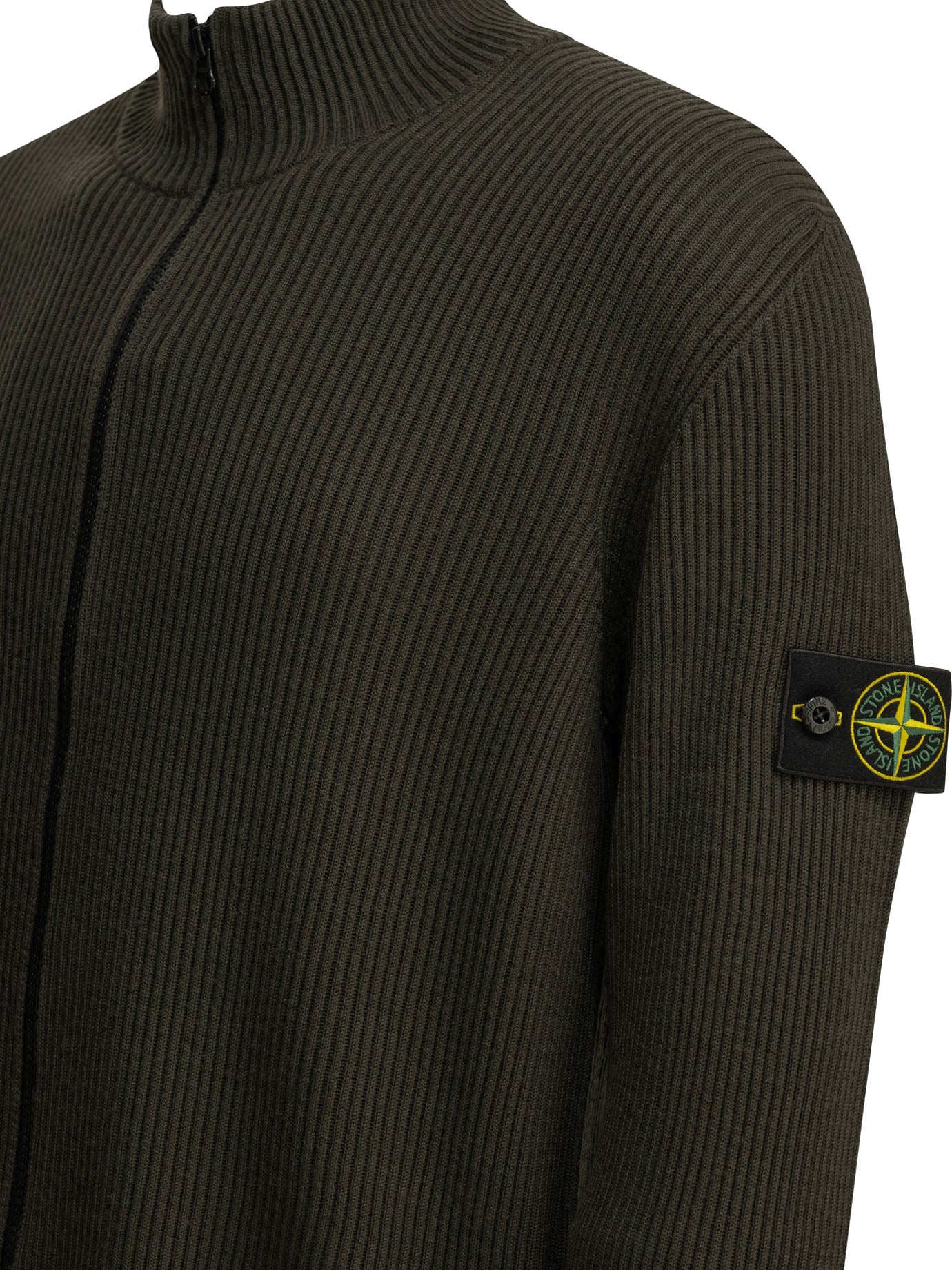 Stone Island "Full Rib" Zip-Up Sweater - Grey