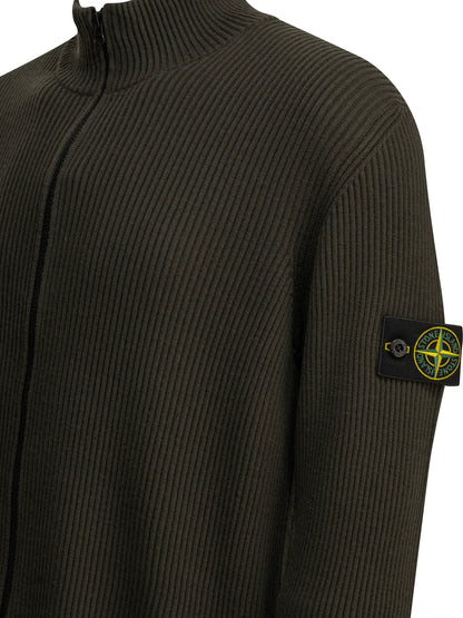 Stone Island "Full Rib" Zip-Up Sweater - Grey