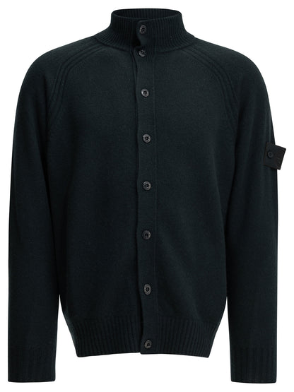 Stone Island Cashmere Cardigan with Logo - Blue