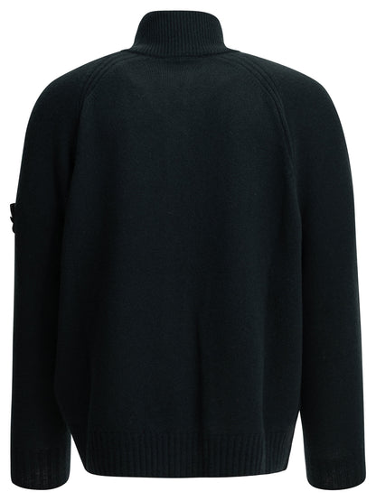Stone Island Cashmere Cardigan with Logo - Blue