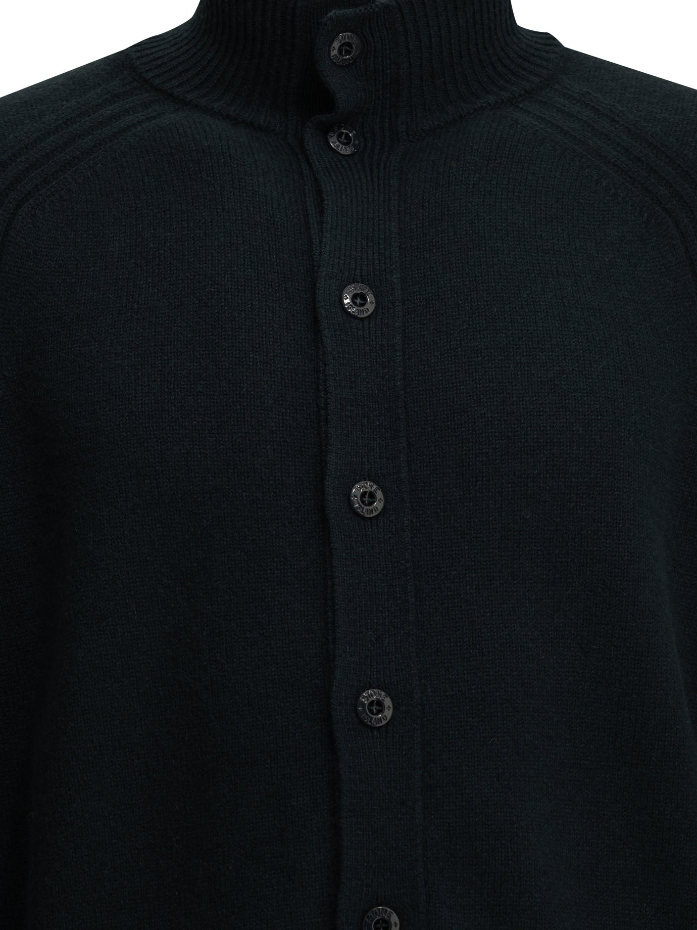 Stone Island Cashmere Cardigan with Logo - Blue