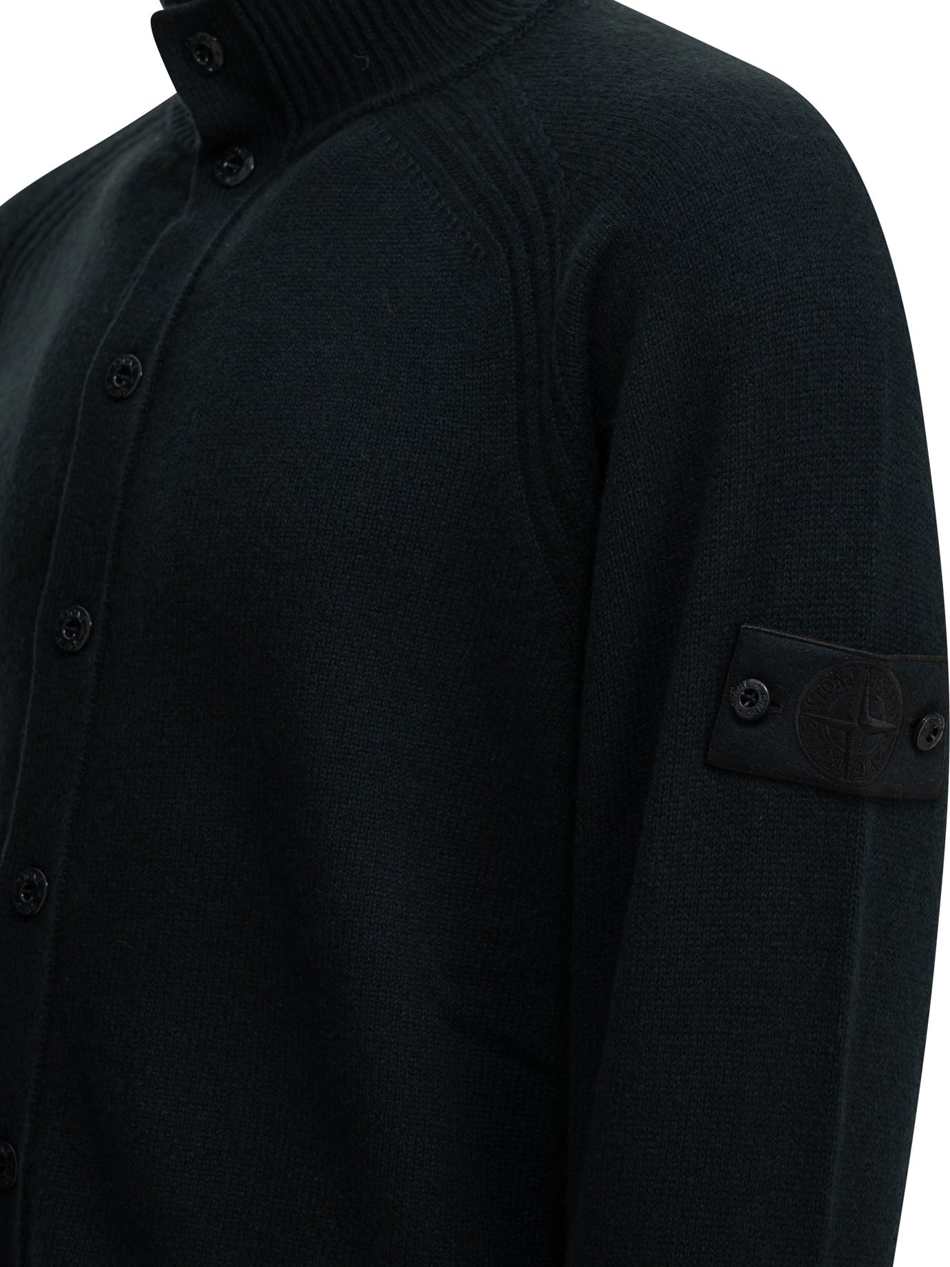 Stone Island Cashmere Cardigan with Logo - Blue