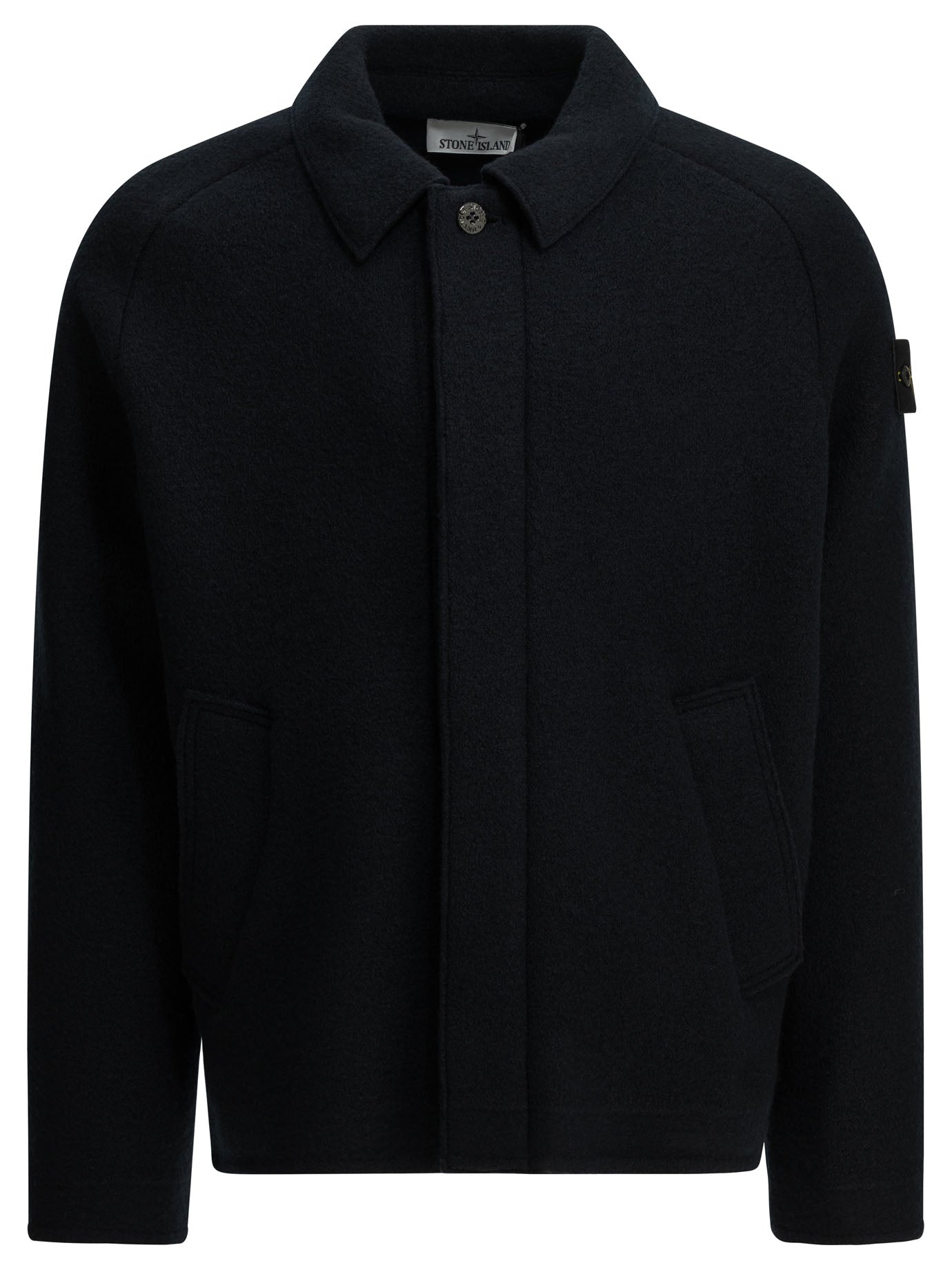 Stone Island Wool Cardigan with Logo - Blue