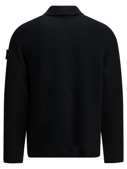 Stone Island Wool Cardigan with Logo - Blue