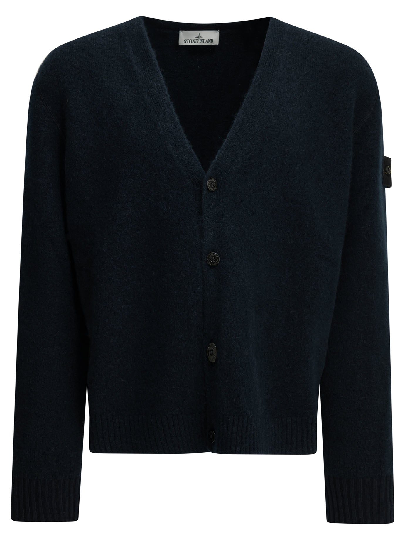 Stone Island Alpaca-blend cardigan with logo - Blue