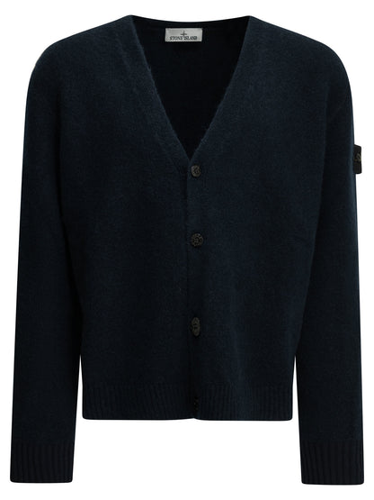 Stone Island Alpaca-blend cardigan with logo - Blue