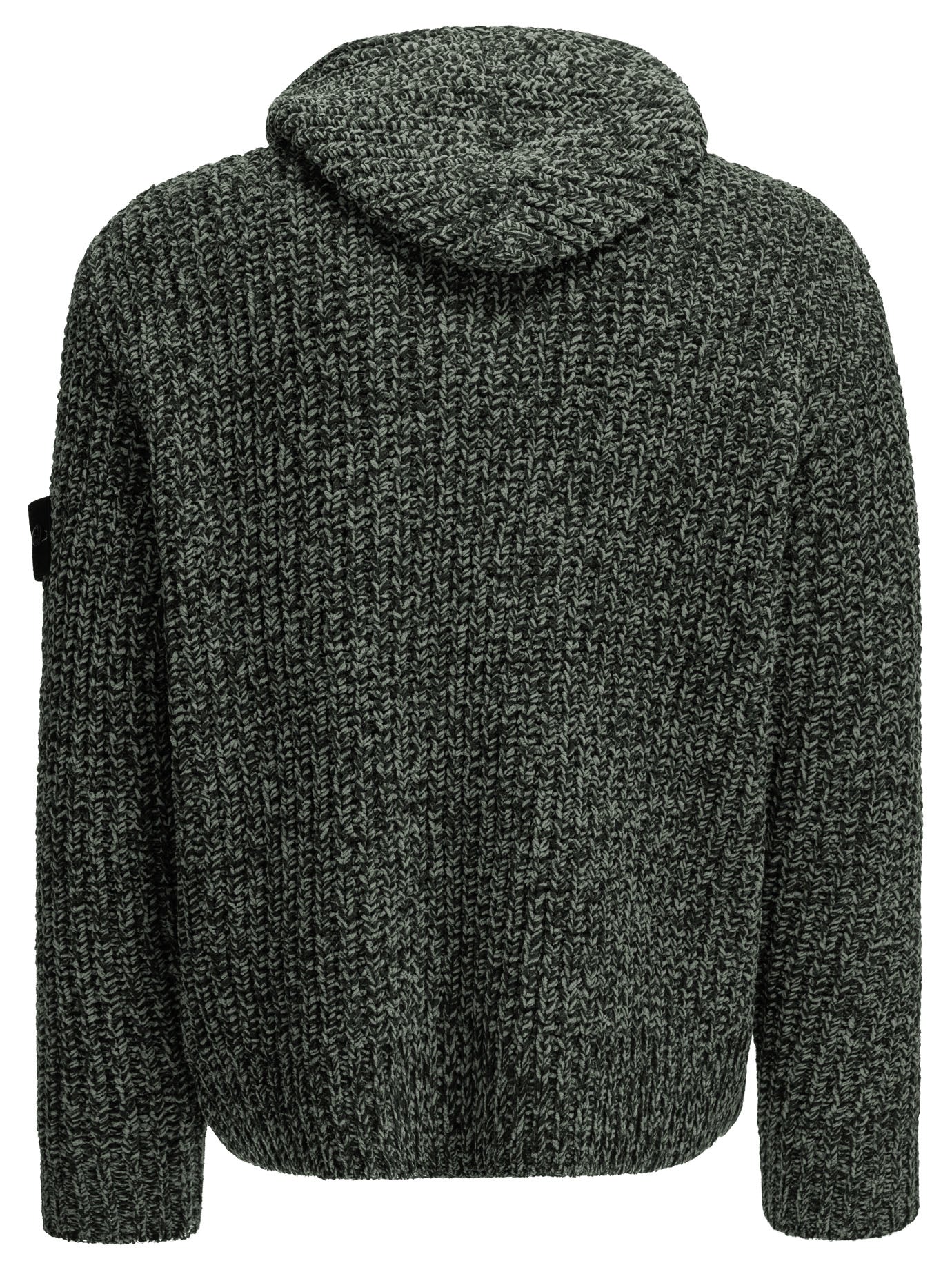 Stone Island Zip-Up Sweater Made of Mouliné Cotton - Green