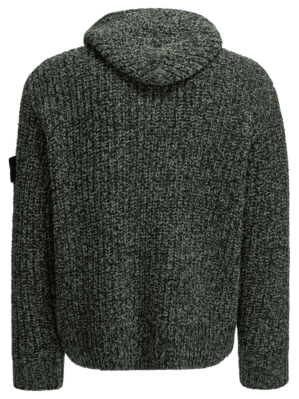 Stone Island Zip-Up Sweater Made of Mouliné Cotton - Green