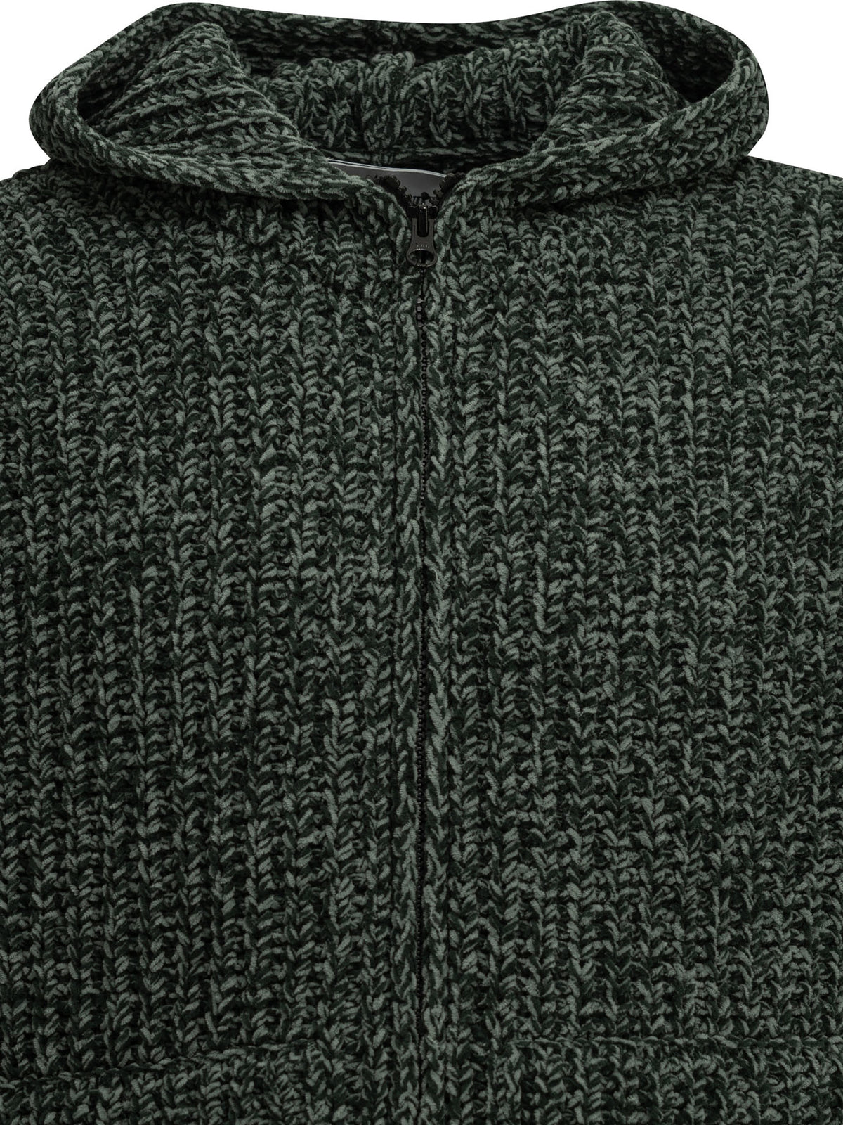 Stone Island Zip-Up Sweater Made of Mouliné Cotton - Green