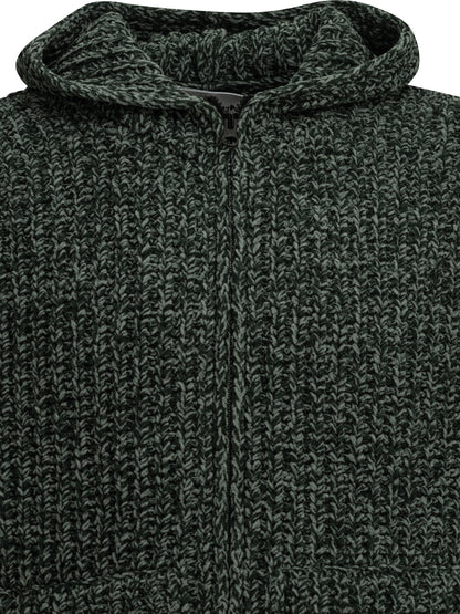 Stone Island Zip-Up Sweater Made of Mouliné Cotton - Green