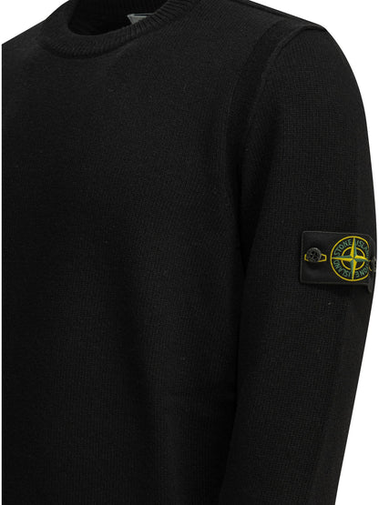 Stone Island Crew-neck sweater with logo - Black