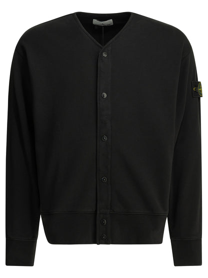 Stone Island Cardigan with logo - Black