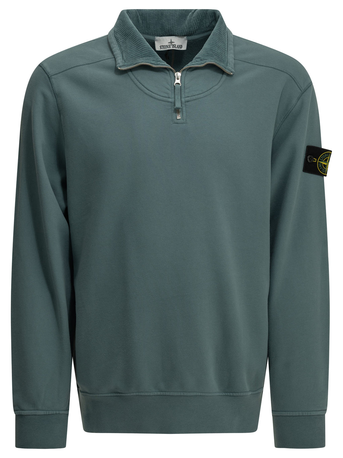 Stone Island Half-Zip Sweatshirt with Logo - Light Blue