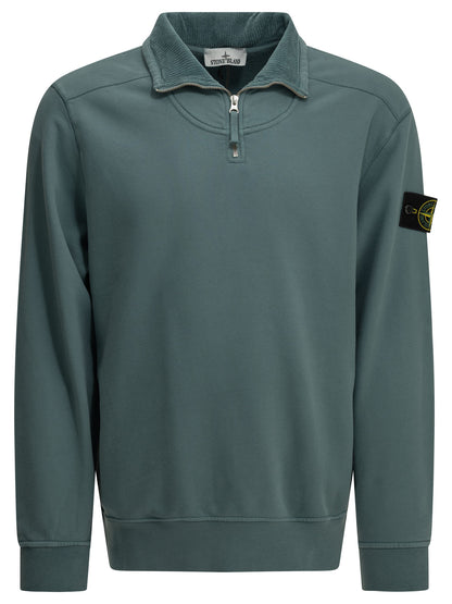 Stone Island Half-Zip Sweatshirt with Logo - Light Blue