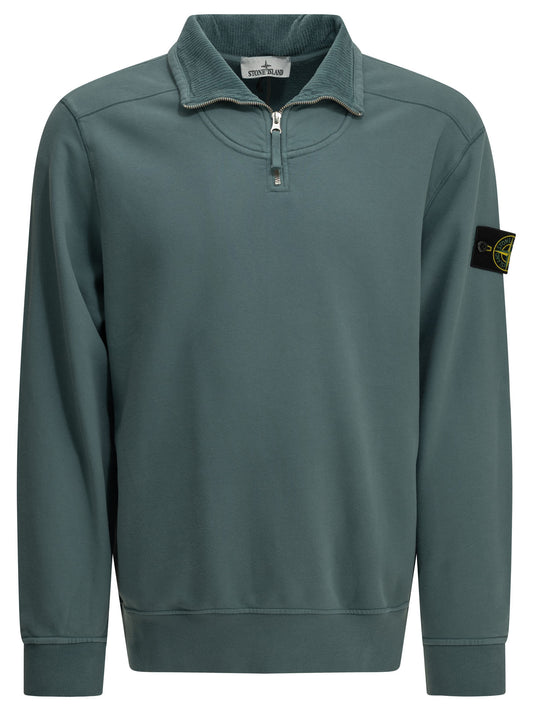 Stone Island Half-Zip Sweatshirt with Logo - Light Blue