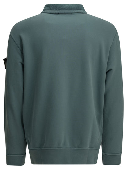 Stone Island Half-Zip Sweatshirt with Logo - Light Blue