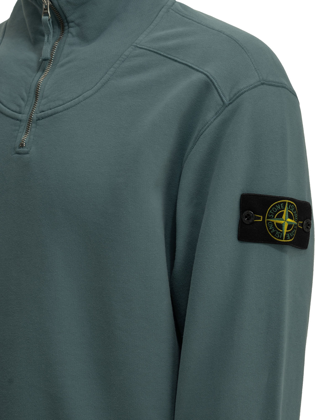 Stone Island Half-Zip Sweatshirt with Logo - Light Blue