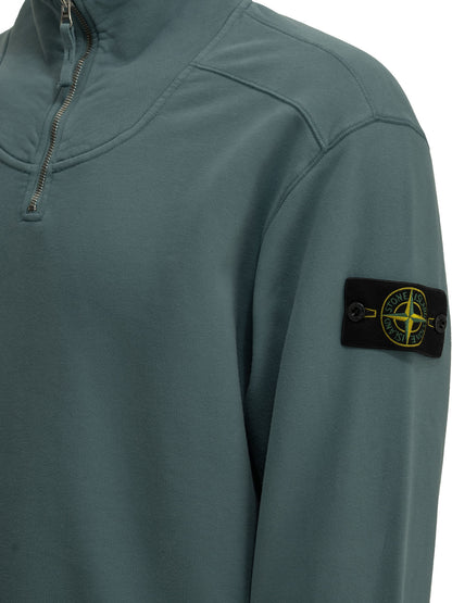 Stone Island Half-Zip Sweatshirt with Logo - Light Blue