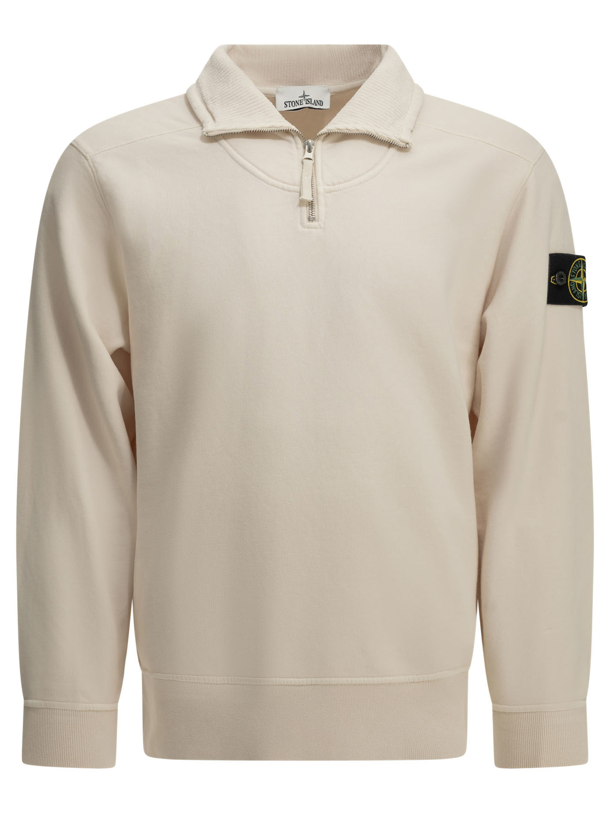 Stone Island Half-Zip Sweatshirt with Logo - Beige