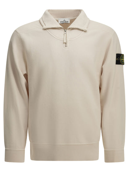 Stone Island Half-Zip Sweatshirt with Logo - Beige