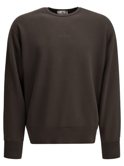 Stone Island Crewneck Sweatshirt with Logo - Brown