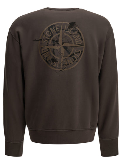 Stone Island Crewneck Sweatshirt with Logo - Brown