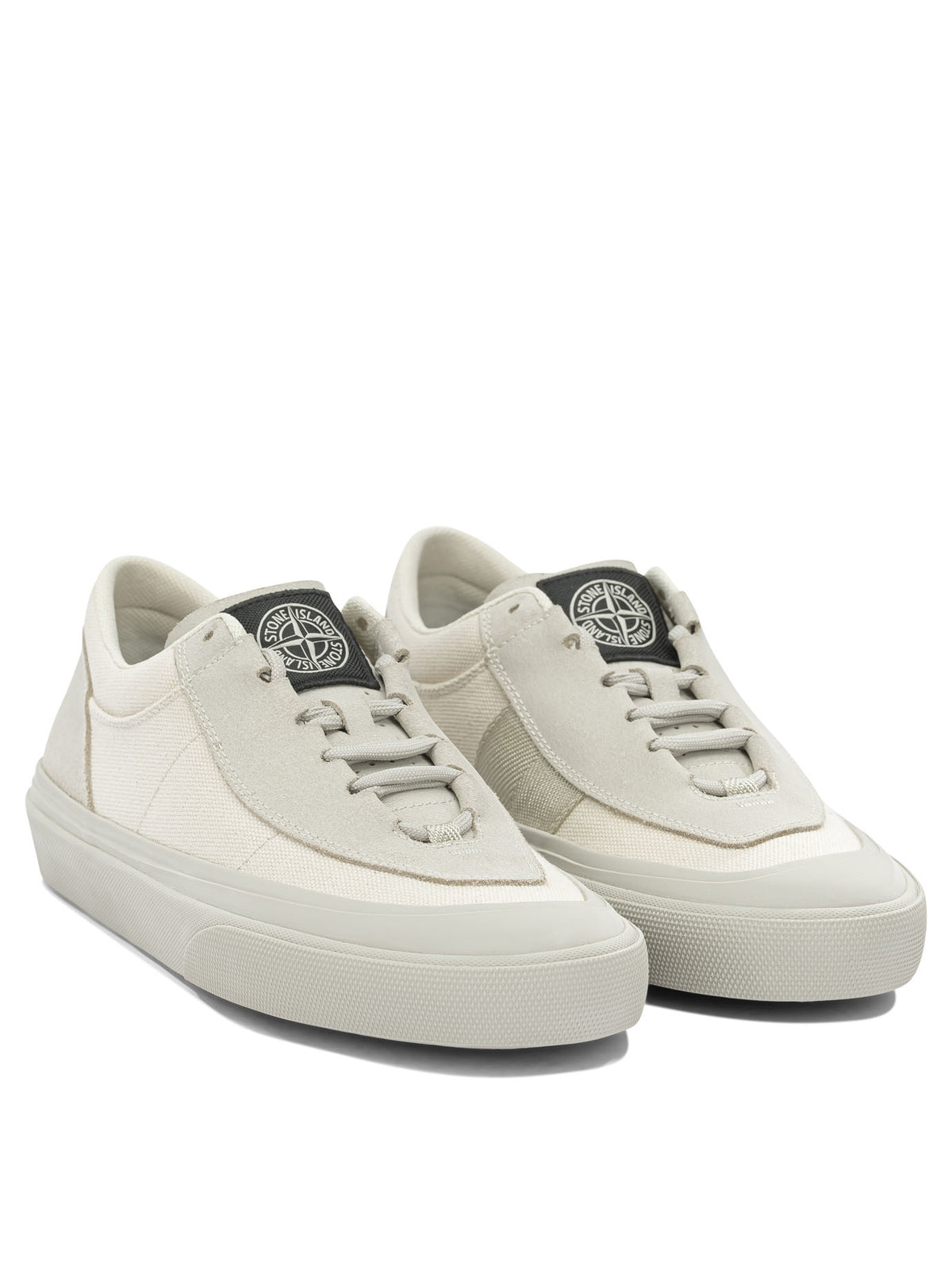 Stone Island Low-top sneakers made of suede and canvas - White