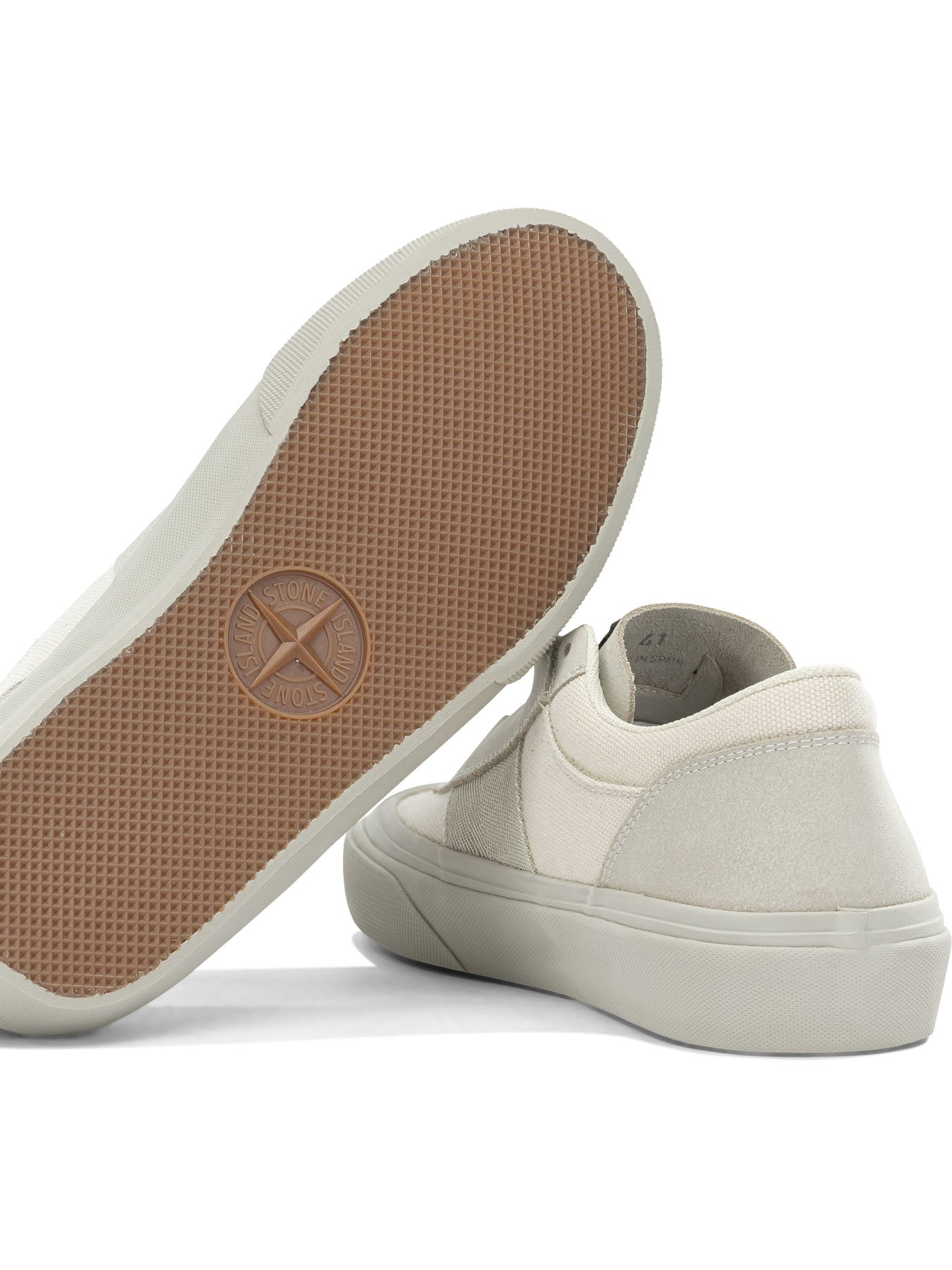 Stone Island Low-top sneakers made of suede and canvas - White