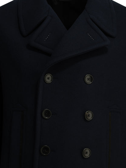 Tom Ford Short wool felt coat - Blue