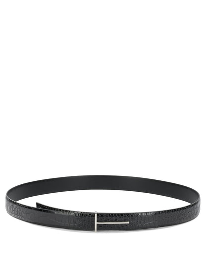 Tom Ford "T Line" Leather Belt - Black