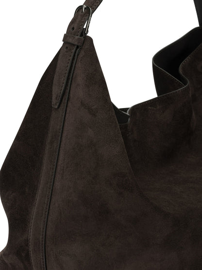 Toteme Medium-sized suede shoulder bag - Brown
